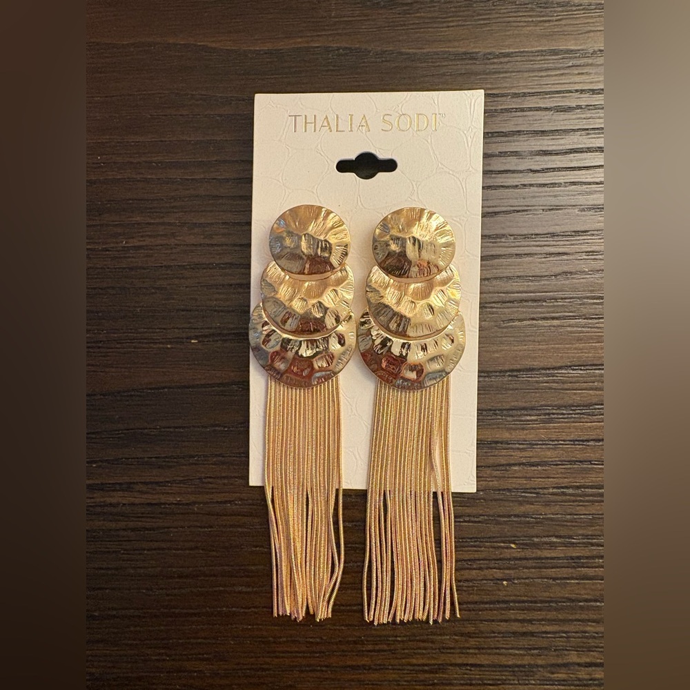 NEW Thalia Sodi Gold Fringe Earrings